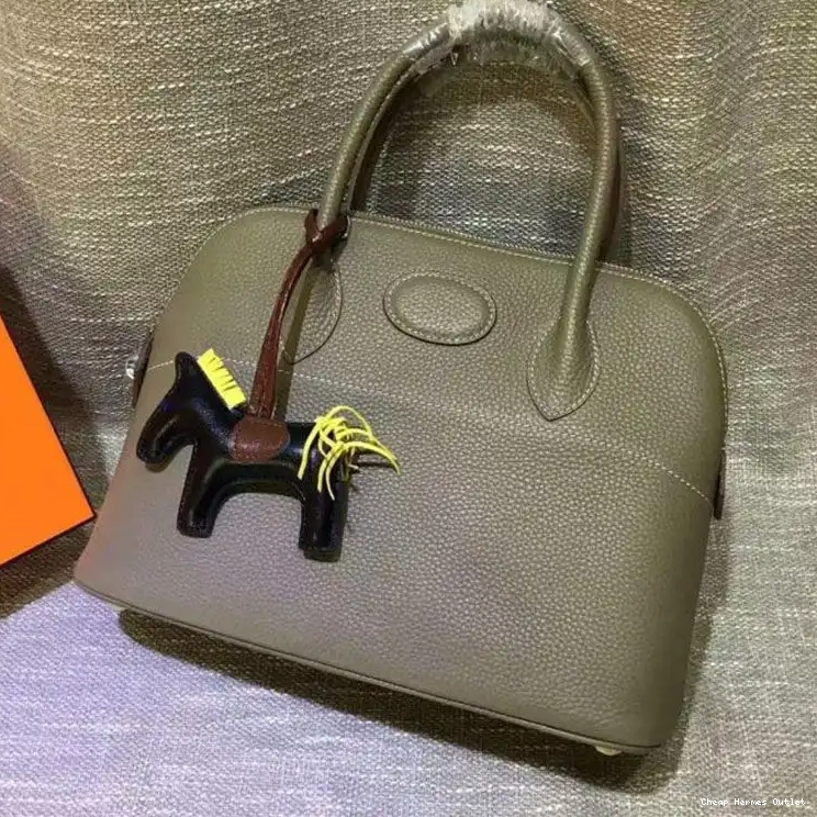 Togo Leather Hermes Grey Bolide In Palladium Hardware Bag 0501